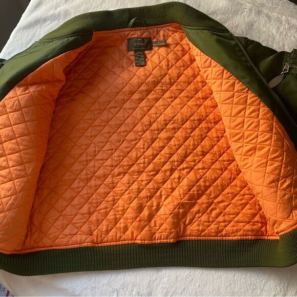 Vintage Y2K Calvin Klein Bomber Jacket Green orange interior Size Large - Picture 8 of 13